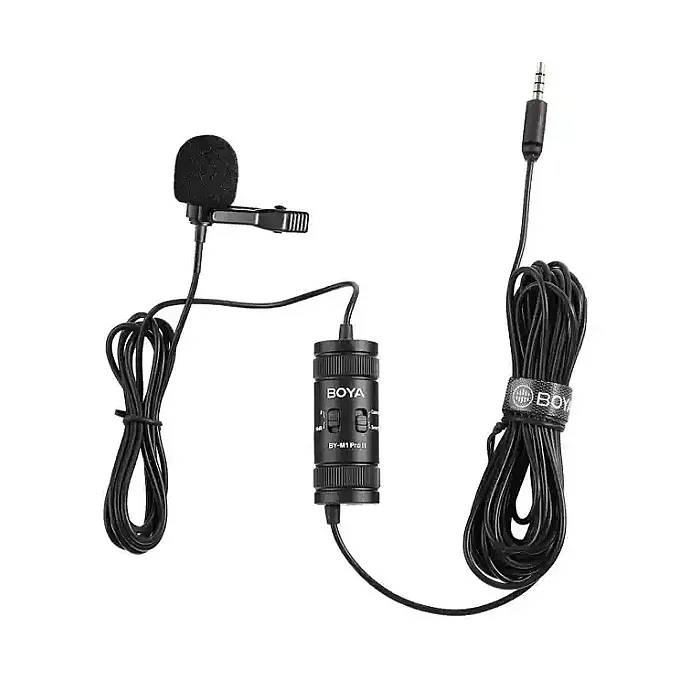 BOYA BY-M1 Pro II Universal Clip-on Microphone Omni-directional Condenser Mic 3.5mm TRRS 6M Long Cable and Play for Smartphone Audio Recorder Camera Computer